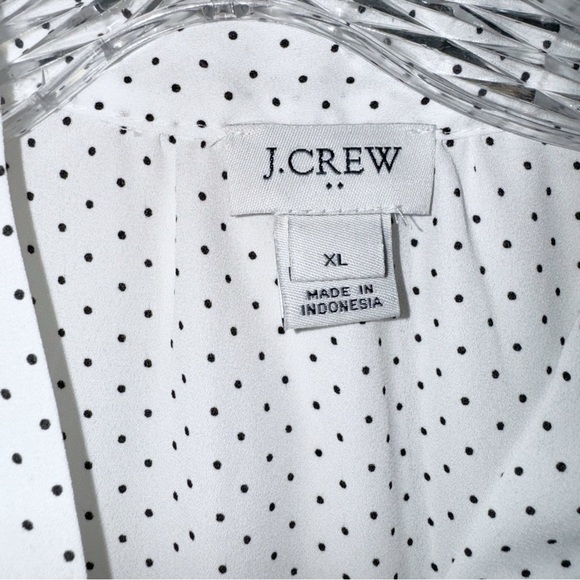 J. Crew Factory Polka Dot Drapey Tie Neck Top Sz XL - Picture 8 of 11